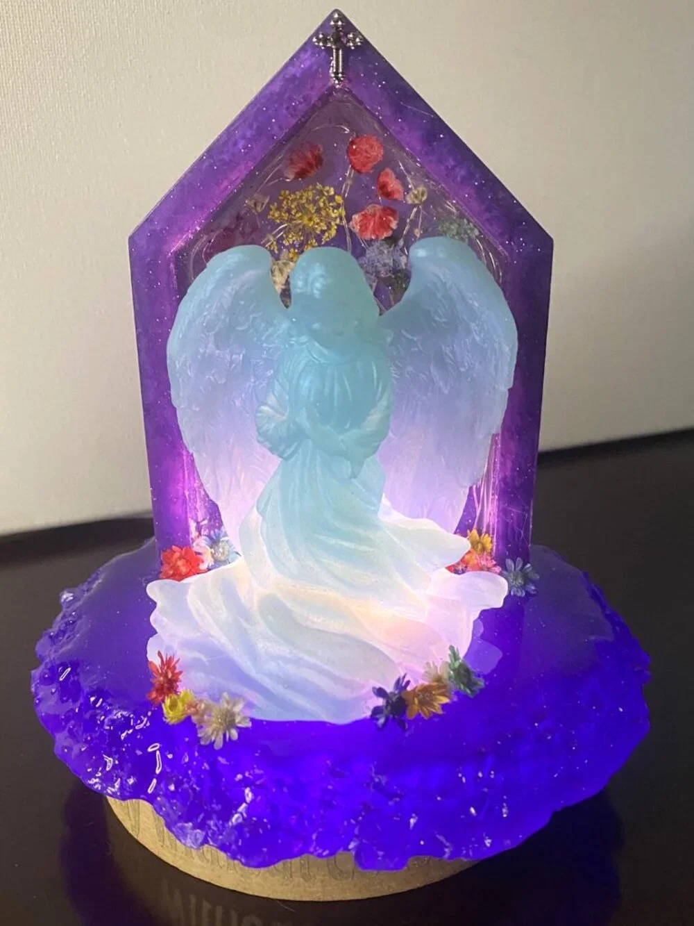 Blue Angel Dual LED Resin Night Light Christian Decor Guardian Angel Gift